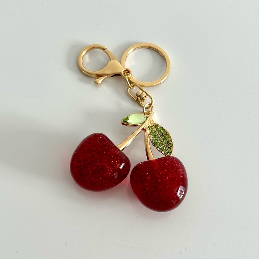 NWOT Cherry Keychain with Red and Gold Accents - Picture 1 of 1
